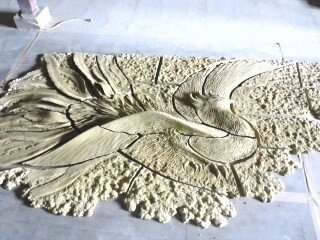 陶壁鳳凰の製作過程の写真です。